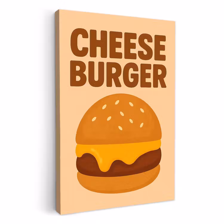 Dipinti su tela - Cheeseburger - Minimalista - Giallo — 2