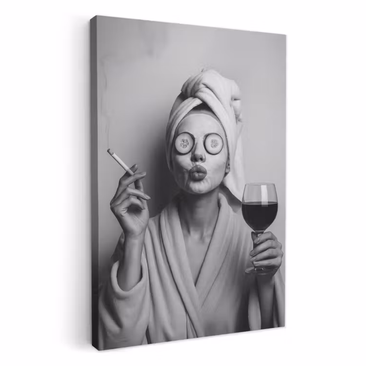 Dipinti su tela - Donna - Maschera - Vino - Sigaretta — 2