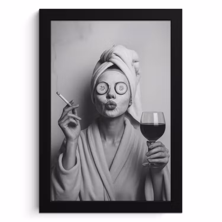 KitchenYeah - Cucina - Cornice per foto - Donna - Maschera - Vino - Sigaretta — 1