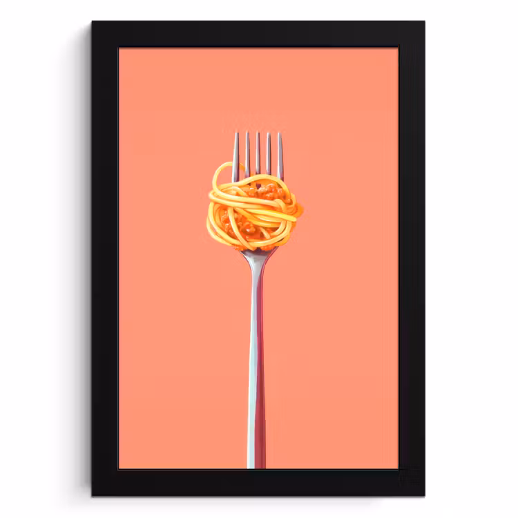 KitchenYeah - Cucina - Cornice per foto - Forchetta - Spaghetti - Artistico - Rosa — 1