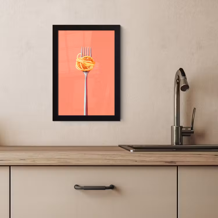 KitchenYeah - Cucina - Cornice per foto - Forchetta - Spaghetti - Artistico - Rosa — 2