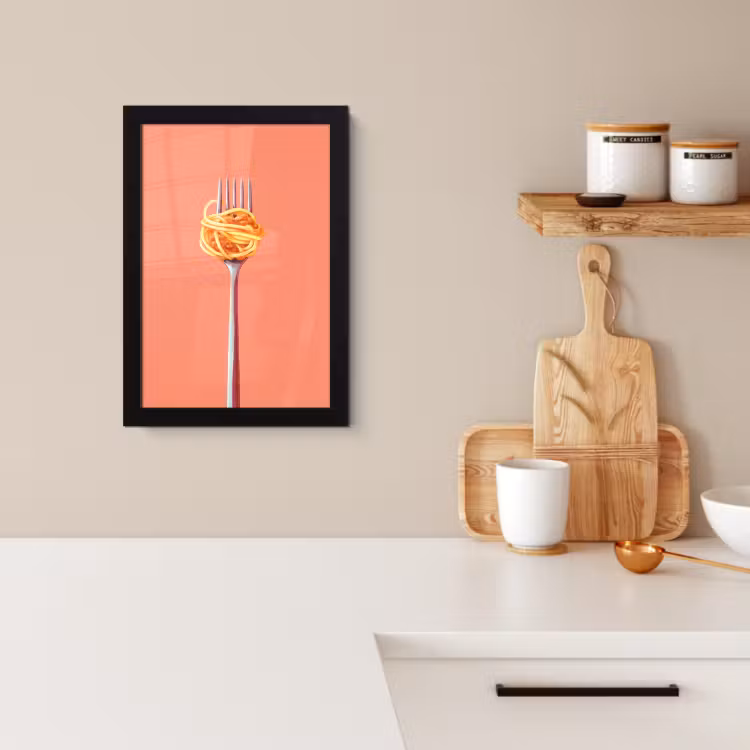 KitchenYeah - Cucina - Cornice per foto - Forchetta - Spaghetti - Artistico - Rosa — 3