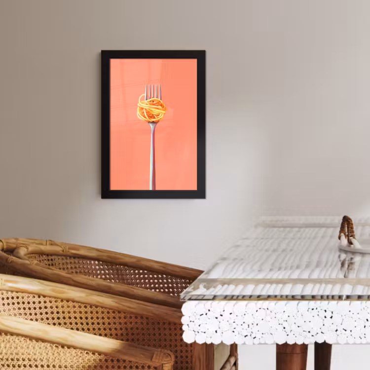 KitchenYeah - Cucina - Cornice per foto - Forchetta - Spaghetti - Artistico - Rosa — 4