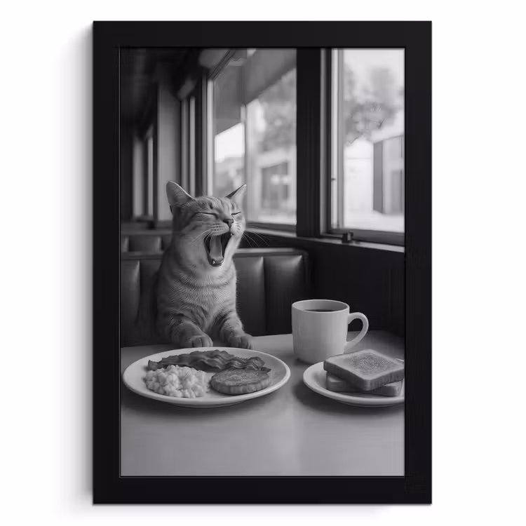 KitchenYeah - Cucina - Cornice per foto - Gatto - Caffè - Pane - Nero — 1