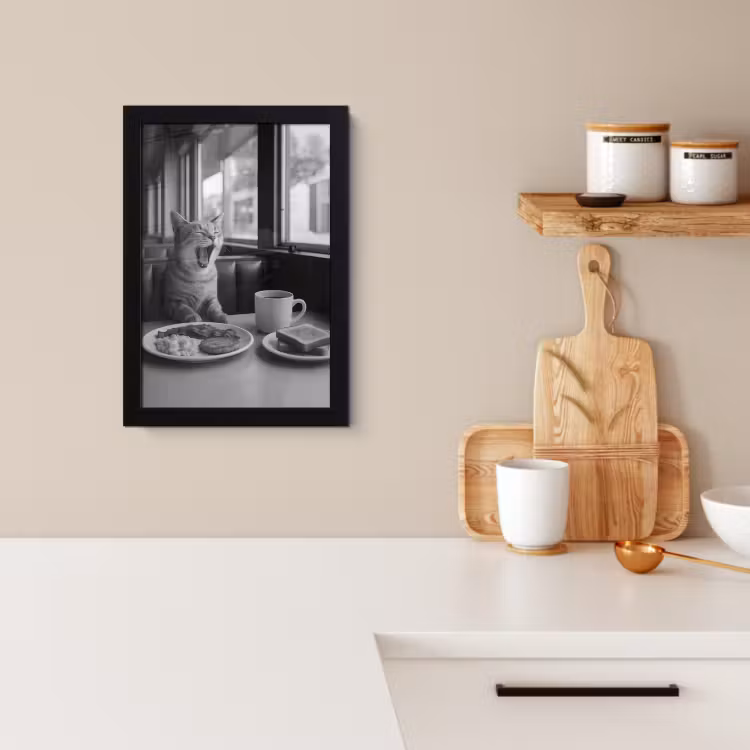KitchenYeah - Cucina - Cornice per foto - Gatto - Caffè - Pane - Nero — 2