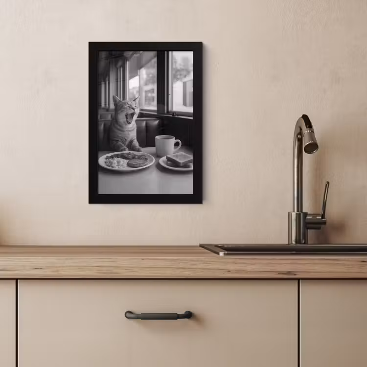 KitchenYeah - Cucina - Cornice per foto - Gatto - Caffè - Pane - Nero — 4