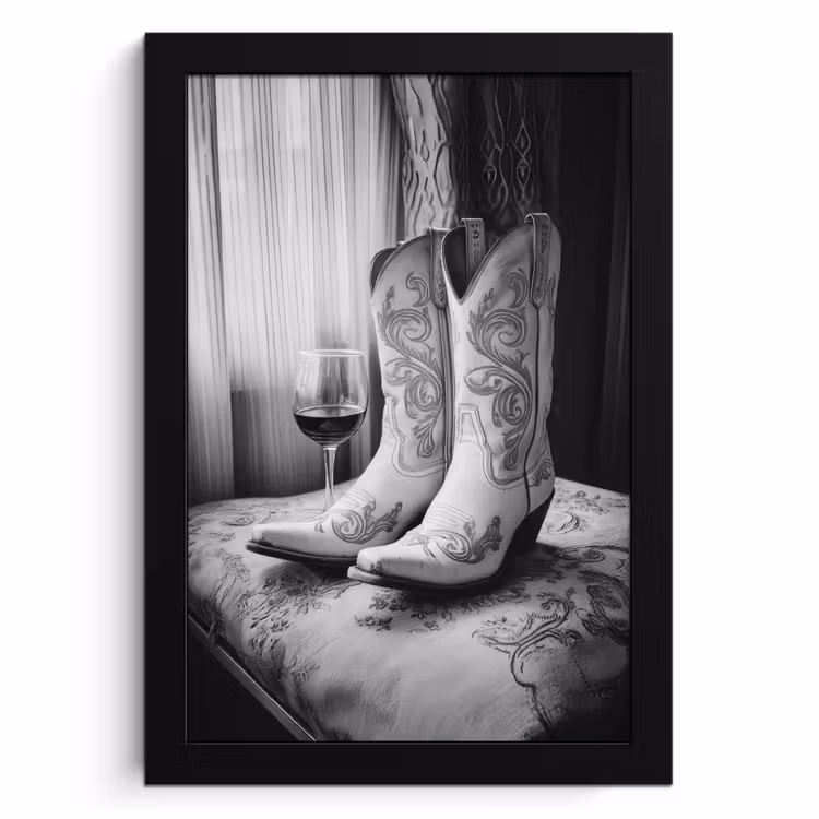 KitchenYeah - Cucina - Cornice per foto - Vino - Stivali da cowboy - Luce alla finestra - Bianco — 1