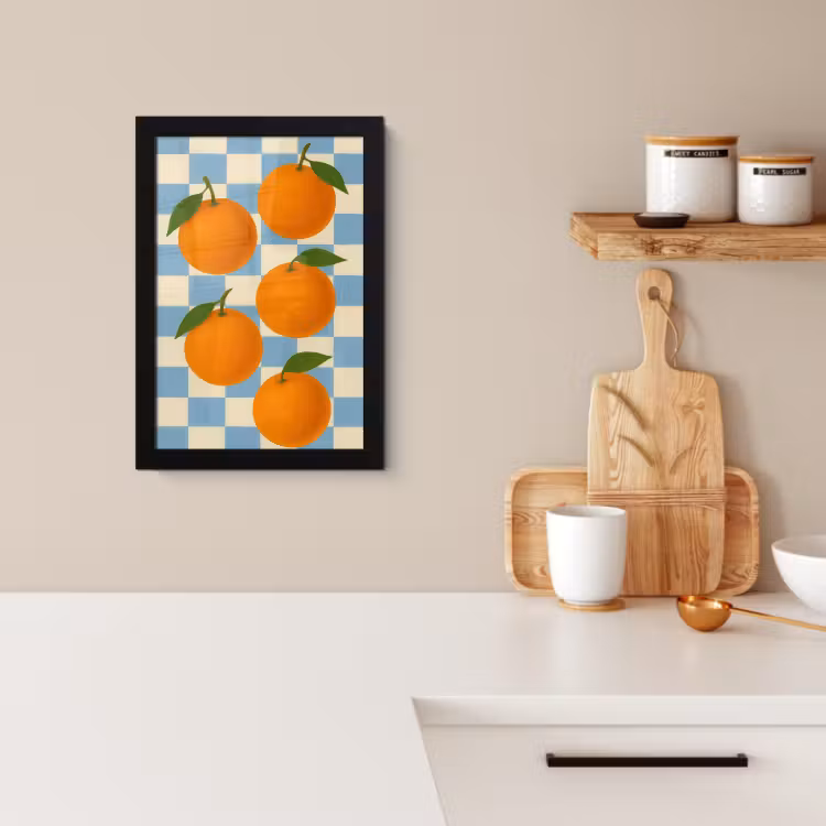 KitchenYeah - Cucina - Cornice per foto - Arance - Foglie - Bloccato - Blu — 2