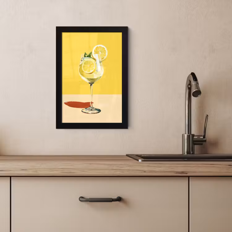KitchenYeah - Cucina - Cornice per foto - Bicchiere da vino - Limone - Giallo - Minimalista — 2