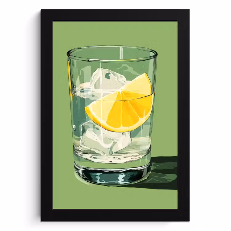 KitchenYeah - Cucina - Cornice per foto - Bicchiere - Limone - Cubetti di ghiaccio - Verde — 1