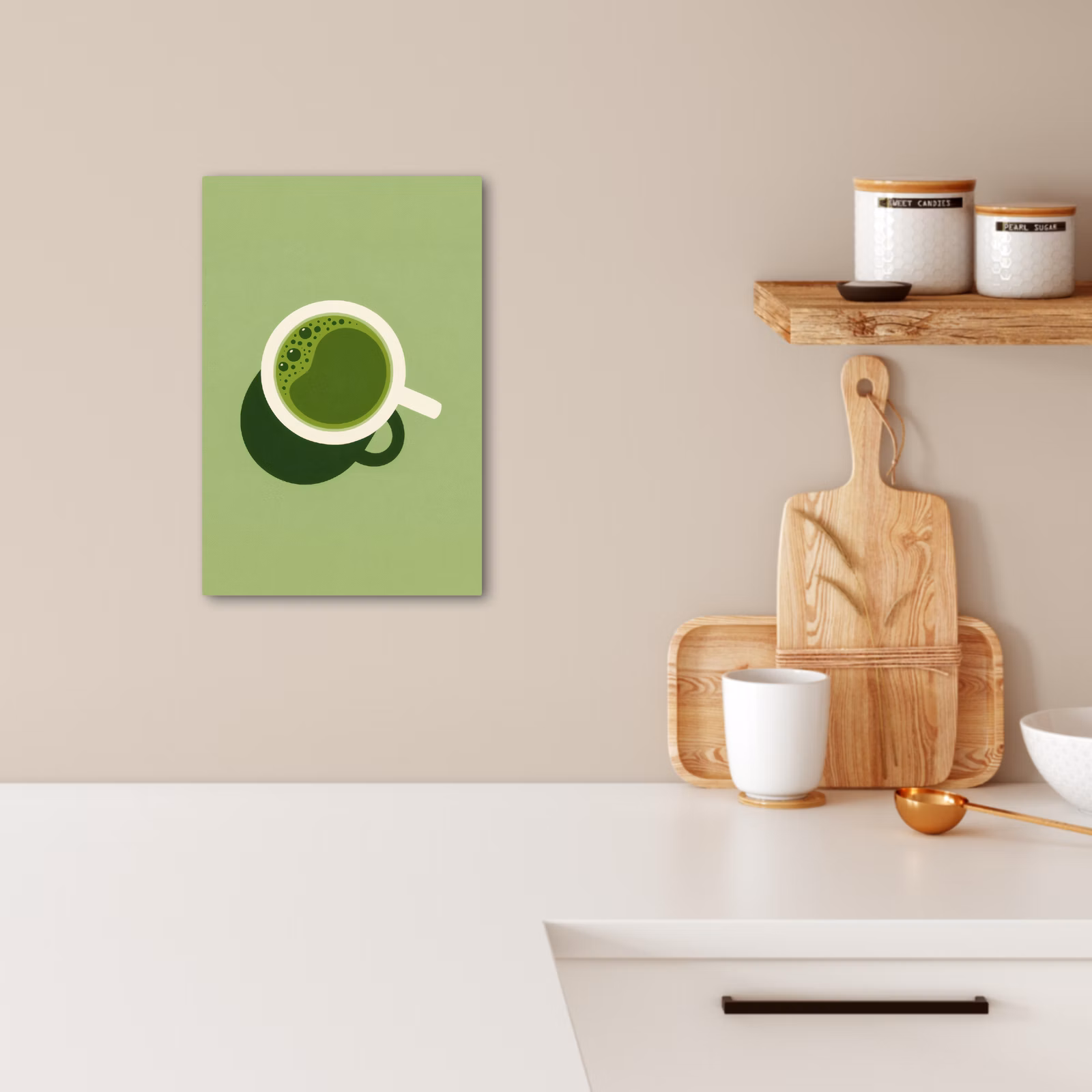 Dipinti su tela - Minimalista - Tazze - Matcha - Verde — 1