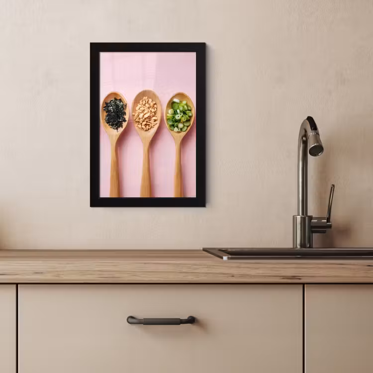 Cornice per foto - Ingredienti - Cucchiai - Legno - Rosa — 2