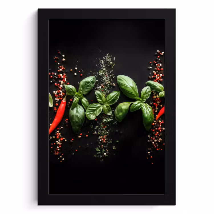 Cornice per foto - Peperoncino - Basilico - Foglie - Rosso — 1