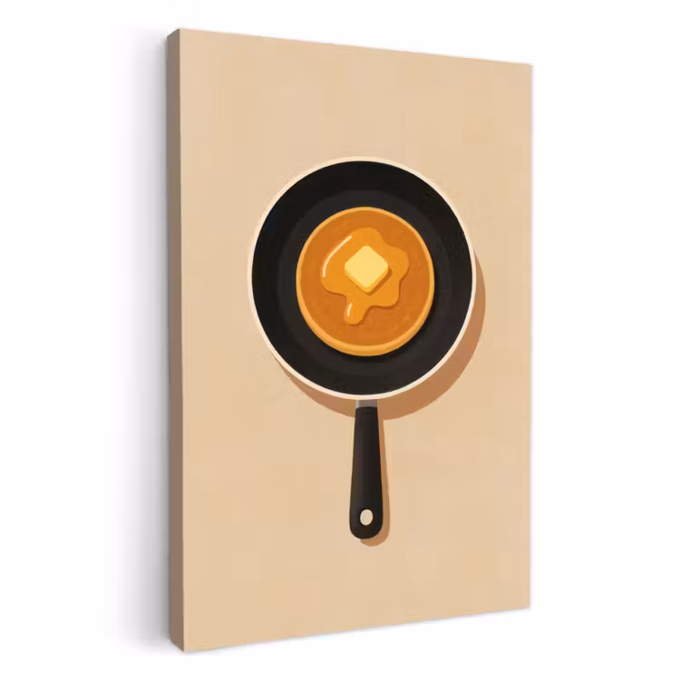 Dipinti su tela - Pancake - Padella - Burro - Minimalista — 1