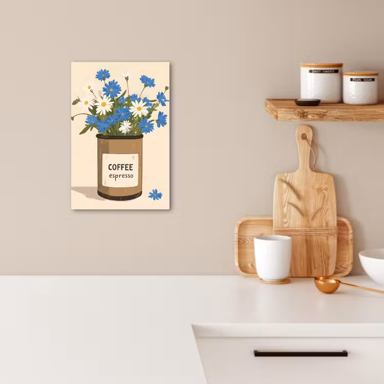 KitchenYeah - Cucina - Tela - Caffè - Latta - Minimalista - Fiori — 2