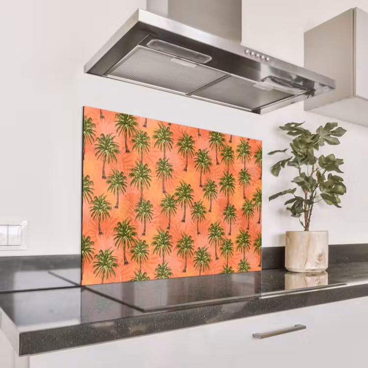 Paraschizzi cucina - Nostalgico - Costiero - Mare - Palme - Arancione - Giallo — 1