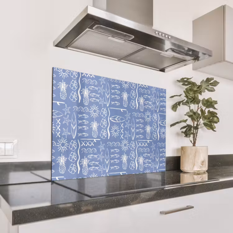 Paraschizzi cucina - Nostalgico - Costiero - Mare - Tavola da surf - Blu - Bianco — 1