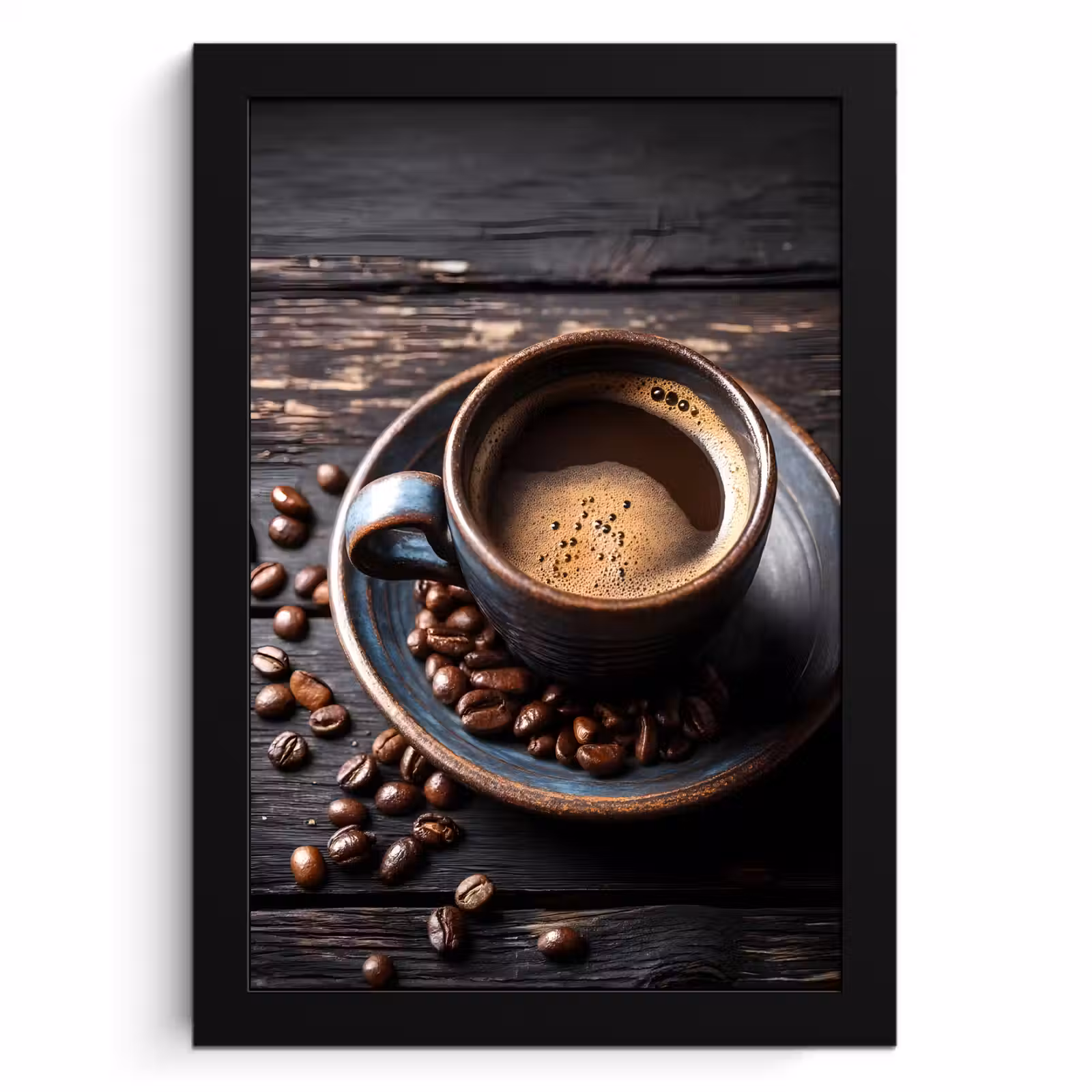 Cornice per foto - Tazza - Caffè - Legno - Chicchi — 1