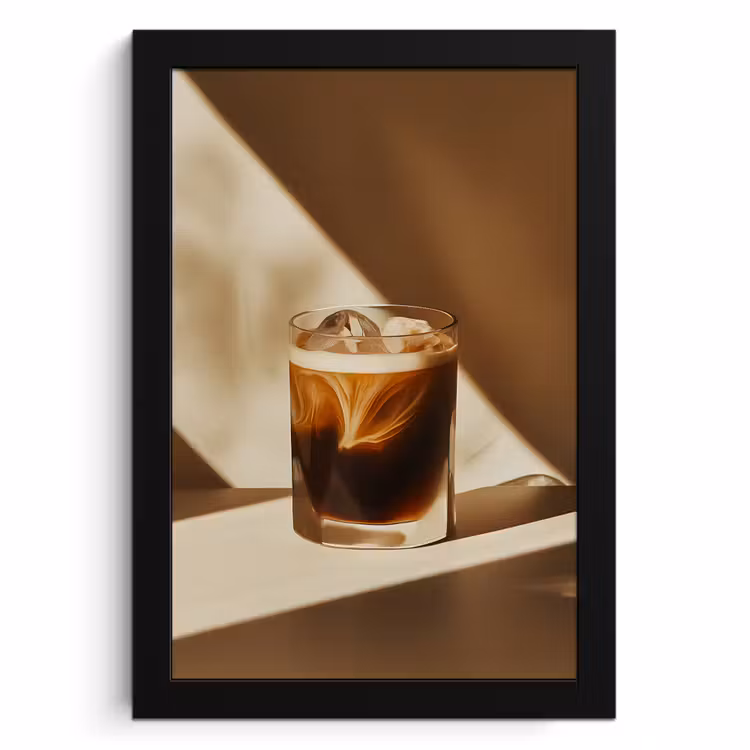 Cornice per foto - Bicchiere - Caffè freddo - Ombra - Marrone — 1