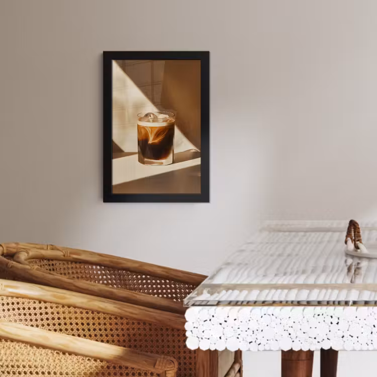 Cornice per foto - Bicchiere - Caffè freddo - Ombra - Marrone — 2