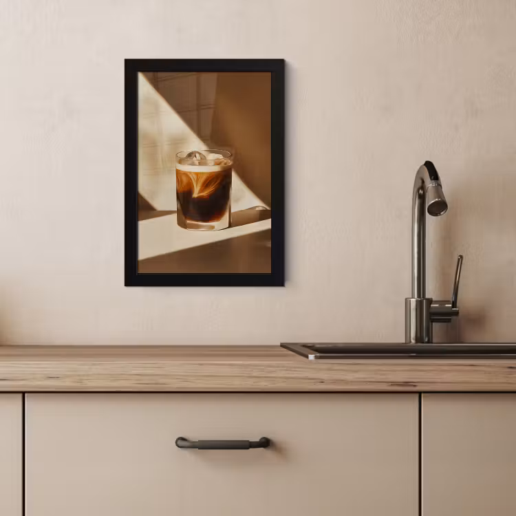 Cornice per foto - Bicchiere - Caffè freddo - Ombra - Marrone — 3