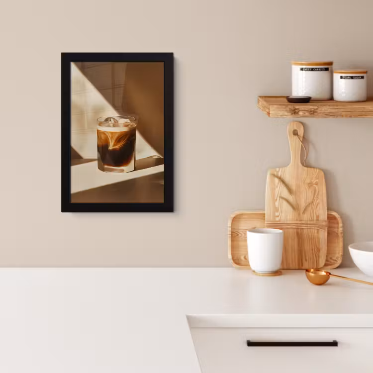 Cornice per foto - Bicchiere - Caffè freddo - Ombra - Marrone — 4