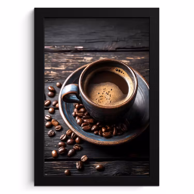 Cornice per foto - Tazza - Caffè - Legno - Chicchi — 1
