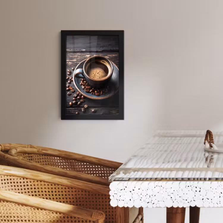 Cornice per foto - Tazza - Caffè - Legno - Chicchi — 2