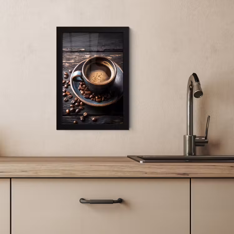 Cornice per foto - Tazza - Caffè - Legno - Chicchi — 3
