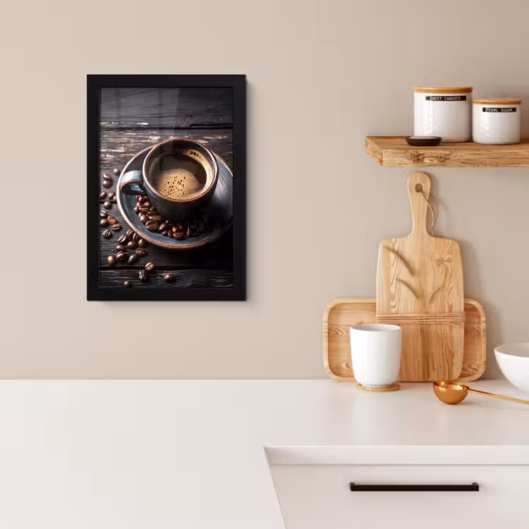 Cornice per foto - Tazza - Caffè - Legno - Chicchi — 4
