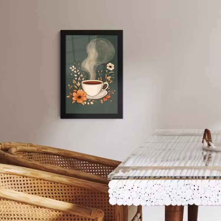 Cornice per foto - Tazza - Fiori - Verde - Caffè — 3