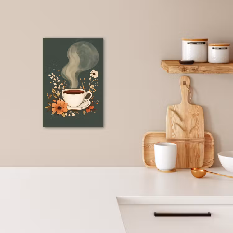 KitchenYeah - Cucina - Tela - Tazza - Fiori - Verde - Caffè — 3