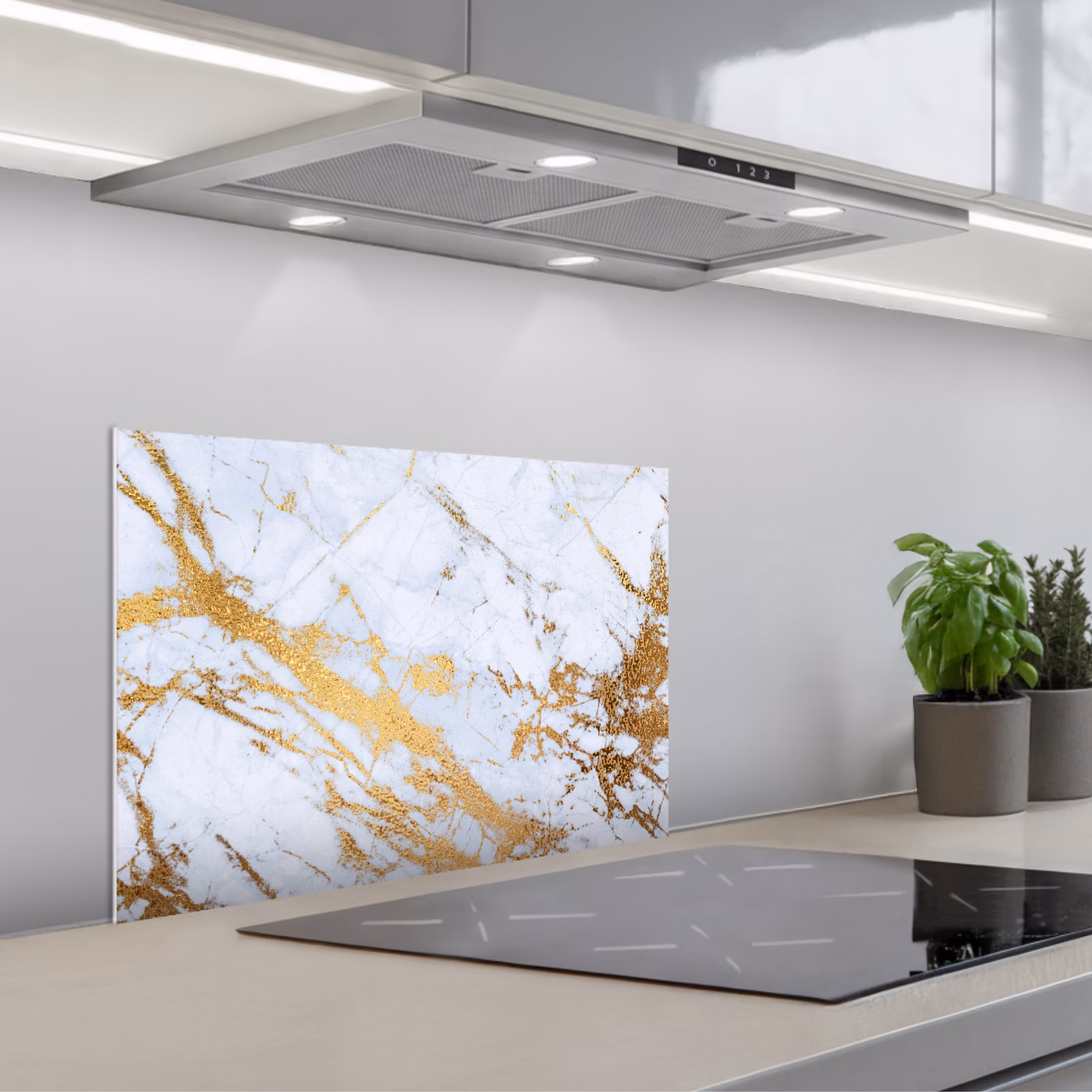 Paraschizzi cucina - Marmo - Oro - Bianco - Luxe - Look marmoreo - Brillantini — 1