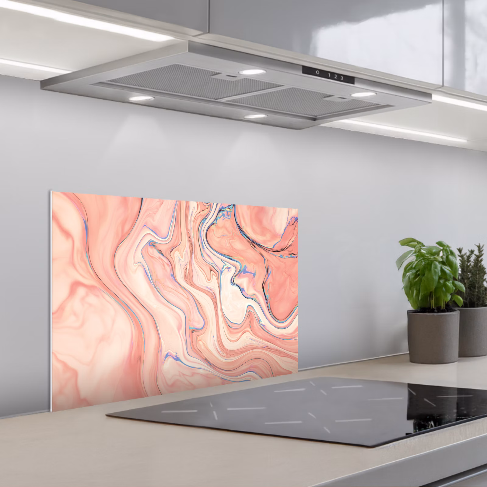 Paraschizzi cucina - Marmo - Pastello - Rosa - Blu - Look marmoreo - Astratto — 1