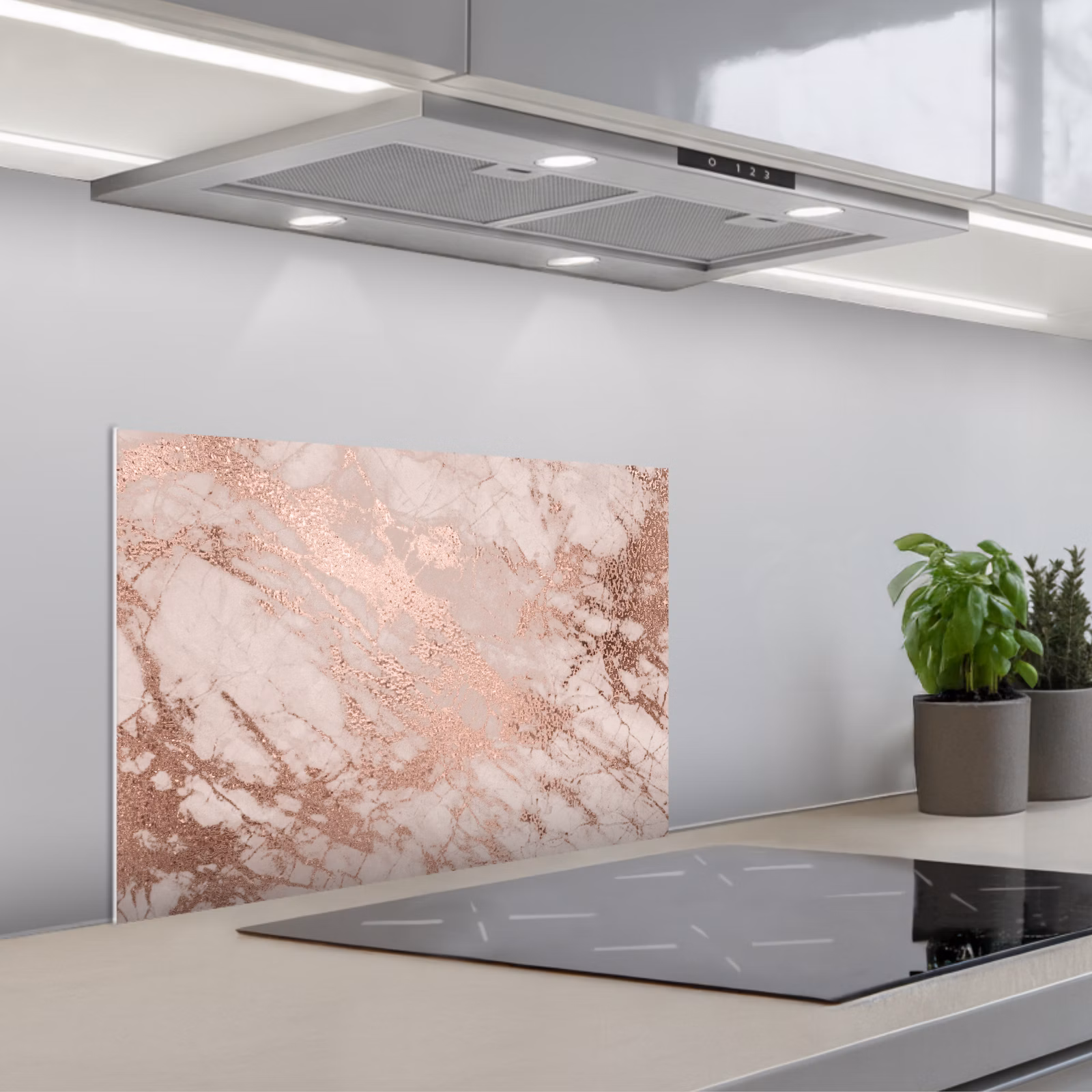 Paraschizzi cucina - Marmo - Rosa - Lusso - Look marmoreo - Glitter - Design — 1