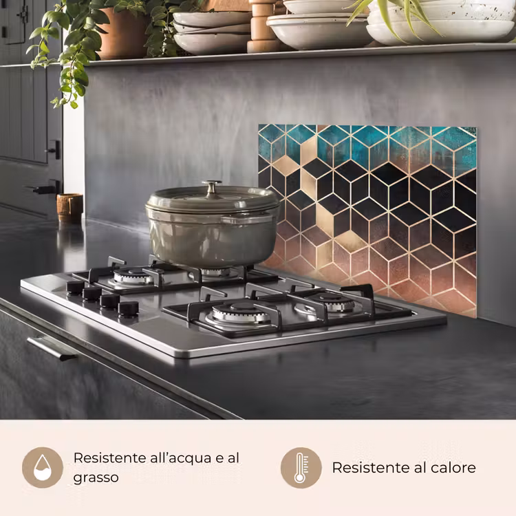 Paraschizzi cucina - Astratto - Cubo - Oro - Modelli - Lusso — 2