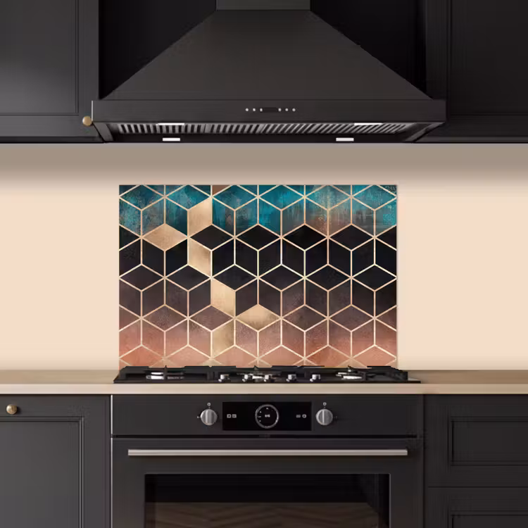 Paraschizzi cucina - Astratto - Cubo - Oro - Modelli - Lusso — 5