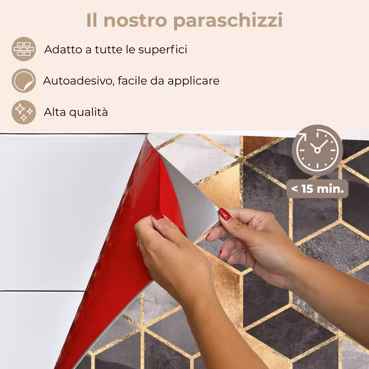 Paraschizzi cucina - Astratto - Cubo - Oro - Motivi - Nero - Bianco — 4