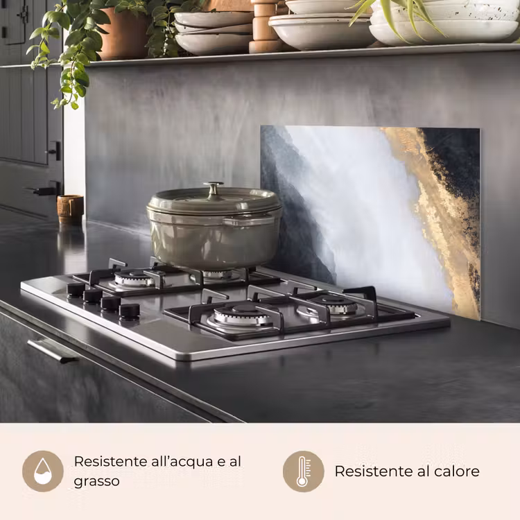 Paraschizzi cucina - Astratto - Vernice - Oro - Nero - Marmo — 2