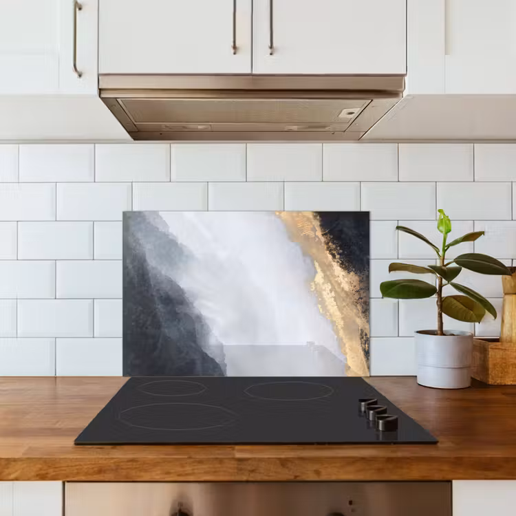 Paraschizzi cucina - Astratto - Vernice - Oro - Nero - Marmo — 3