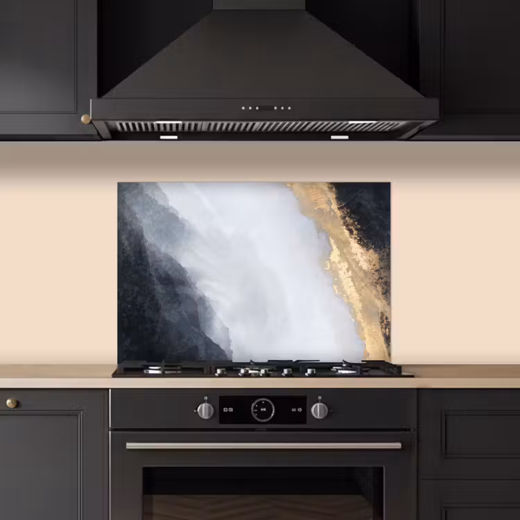 Paraschizzi cucina - Astratto - Vernice - Oro - Nero - Marmo — 5