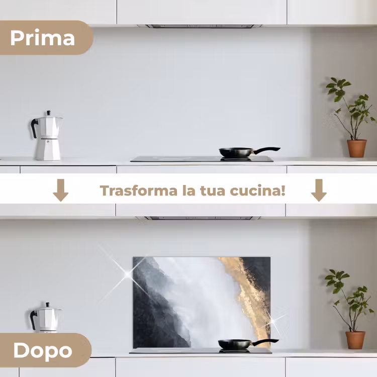 Paraschizzi cucina - Astratto - Vernice - Oro - Nero - Marmo — 7