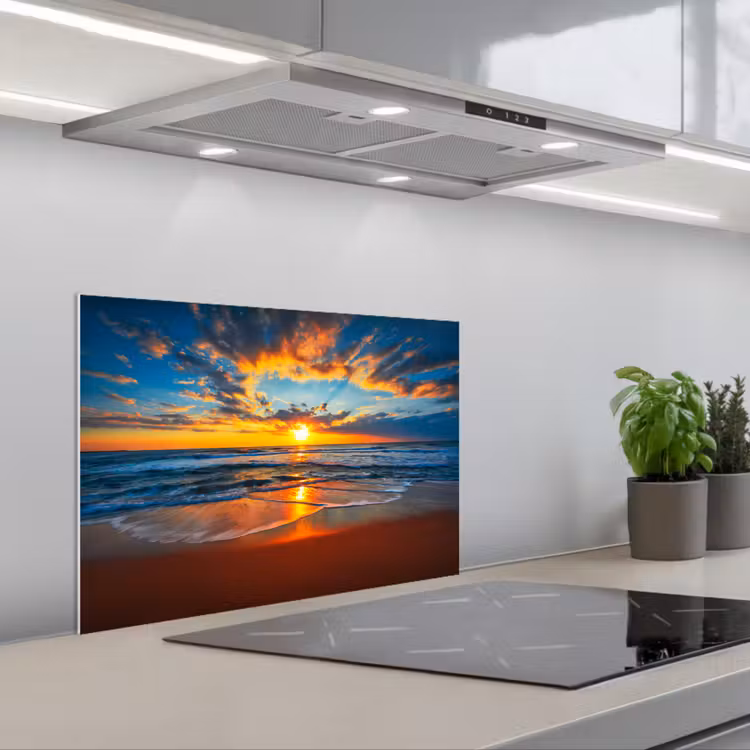 Paraschizzi cucina - Mare - Tramonto - Spiaggia - Nuvole - Arancione — 1
