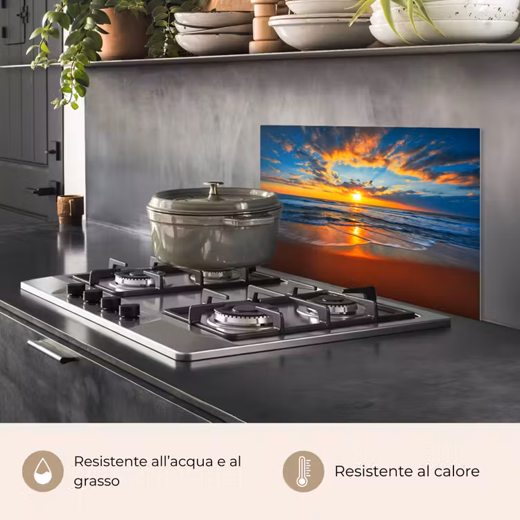 Paraschizzi cucina - Mare - Tramonto - Spiaggia - Nuvole - Arancione — 2
