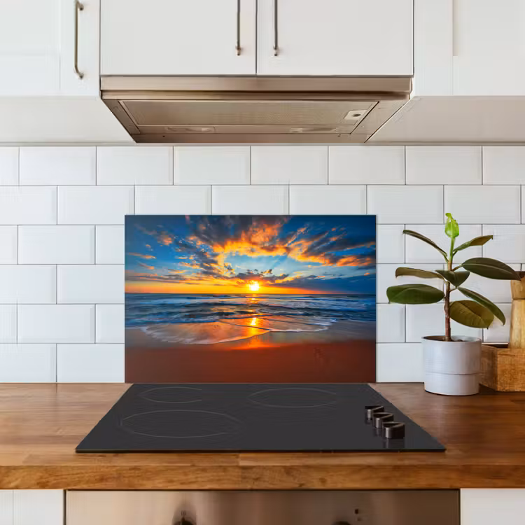 Paraschizzi cucina - Mare - Tramonto - Spiaggia - Nuvole - Arancione — 3