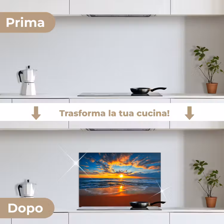 Paraschizzi cucina - Mare - Tramonto - Spiaggia - Nuvole - Arancione — 7