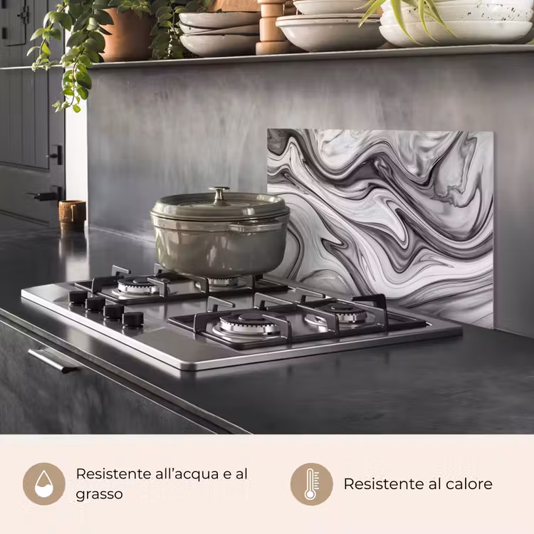 Paraschizzi cucina - Marmo - Motivi - Grigio - Aspetto marmo - Nero — 2
