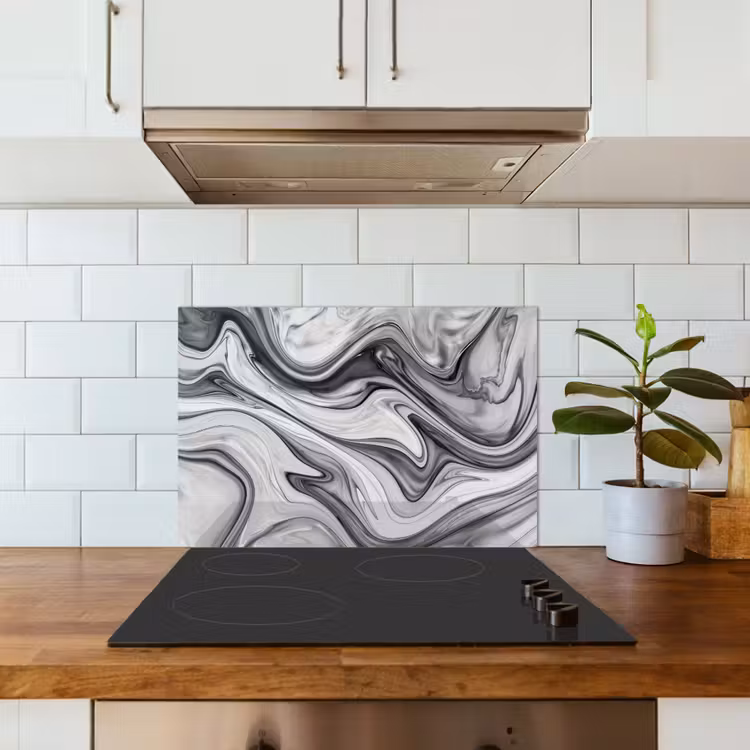 Paraschizzi cucina - Marmo - Motivi - Grigio - Aspetto marmo - Nero — 3