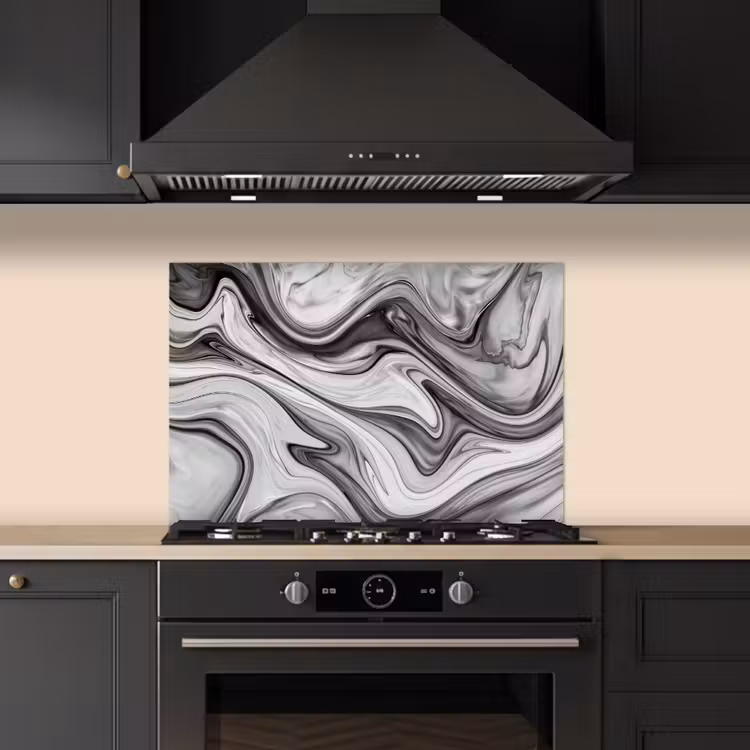 Paraschizzi cucina - Marmo - Motivi - Grigio - Aspetto marmo - Nero — 5