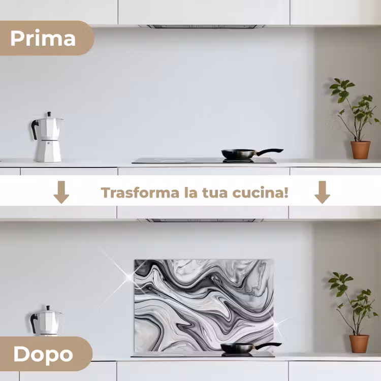 Paraschizzi cucina - Marmo - Motivi - Grigio - Aspetto marmo - Nero — 7